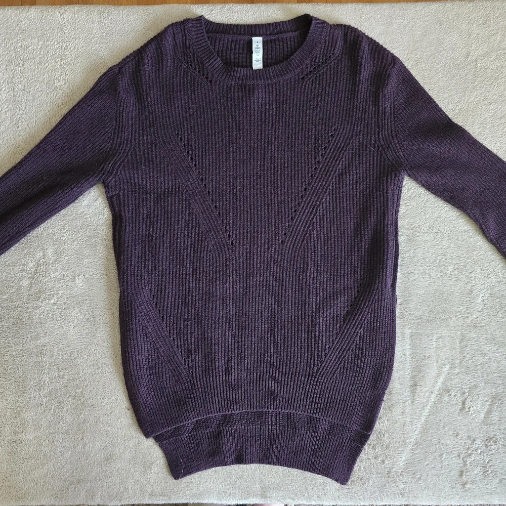 Lululemon Seva Merino Wool Sweater Black Cherry Size 8 - Picture 2 of 13